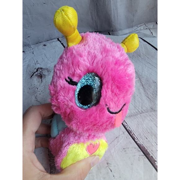 Hatchimals 6in Snail Big Blue Glitter Eyes Pink Plush Stuffed Animal - Picture 3 of 8